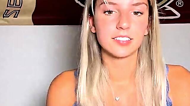 Blonde teen home alone masturbating