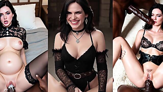 Yennefer and Ciri taking Huge BBC Interracial Compilation