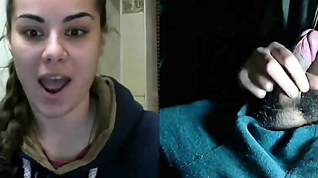 Horny mature flashes one tit