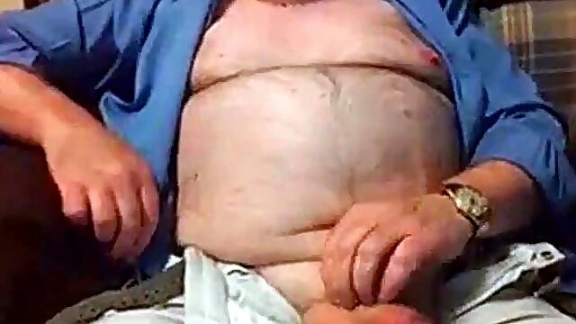 Hairy Grandpa Bear Strokes His Big Cock