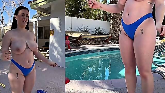 Slutty amateur flashing her big boobs in the backseat