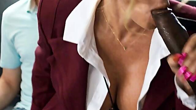 Blonde Commuter Is Pounded in Public Train - Covered in Cum