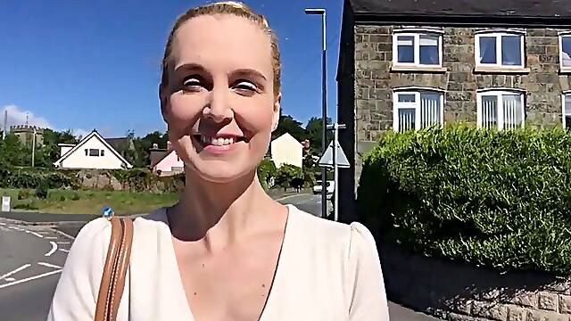 Blonde amateur MILF sucks and jerks for facial