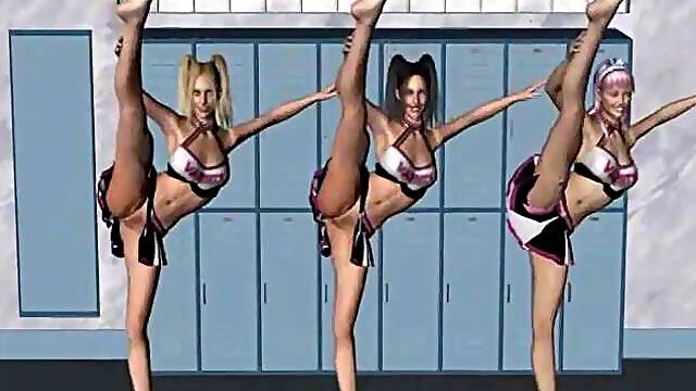 Gorgeous cheerleaders have lesbian sex in the locker room after their game: Porn