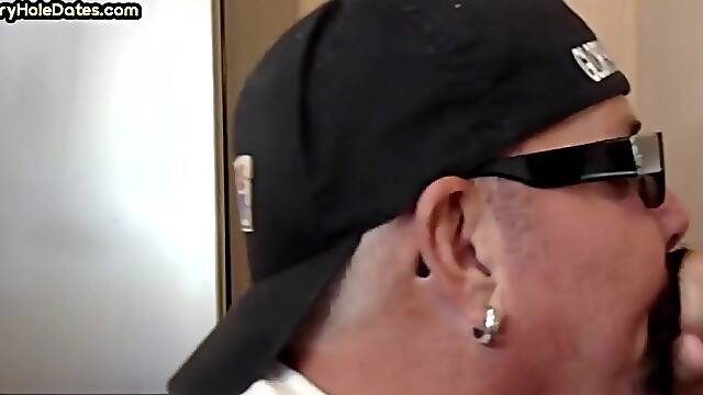 Gloryhole BJ DILF sucks cock till cum in mouth ending