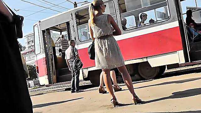 Ravishing amateur girl with a perfect ass upskirt outside