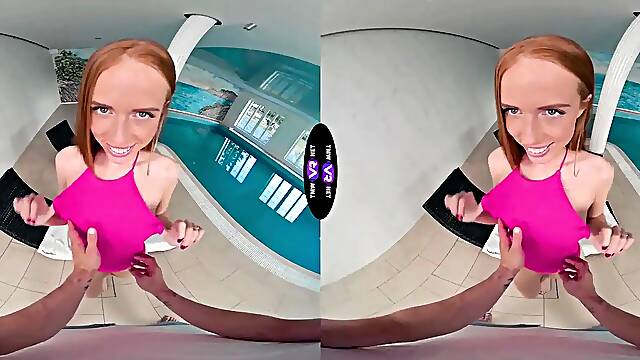 Chesty babe teases and nails fortunate guy by the pool - tmwvrnet