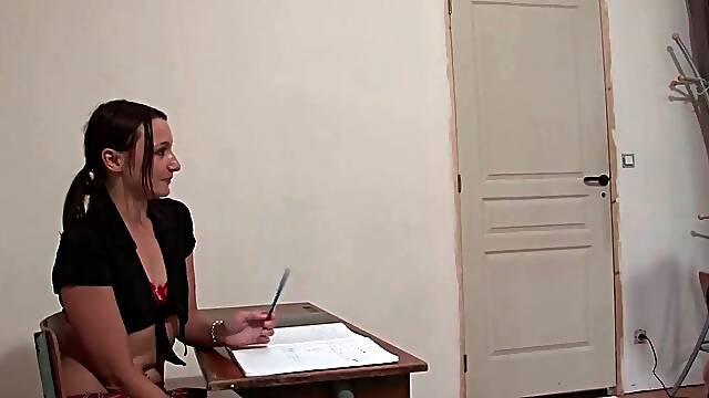 FFM French student hard anal fucked and fisted in threesome
