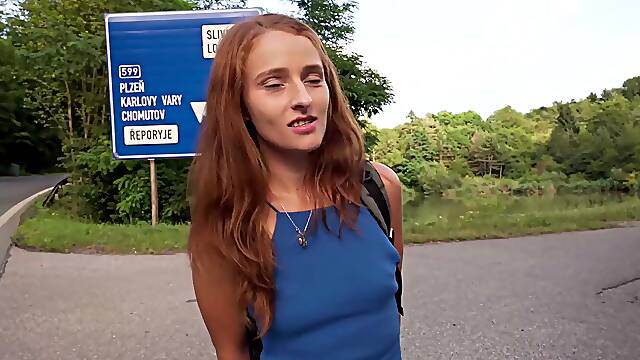 Public Agent Hitchhiking redhead loves my big cock