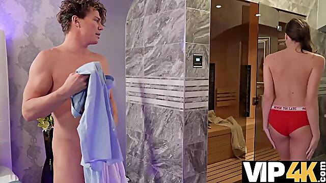 VIP4K. Nude man entered meets Stacy Cruz with breathtaking body in her sauna