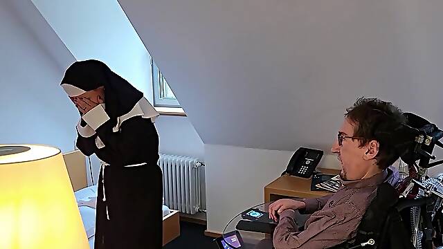 Disabled dude meets a shy nun and discloses her secret