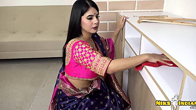 large knockers Desi Bhabhi in Saree unclothed and Fucked by Bro in law