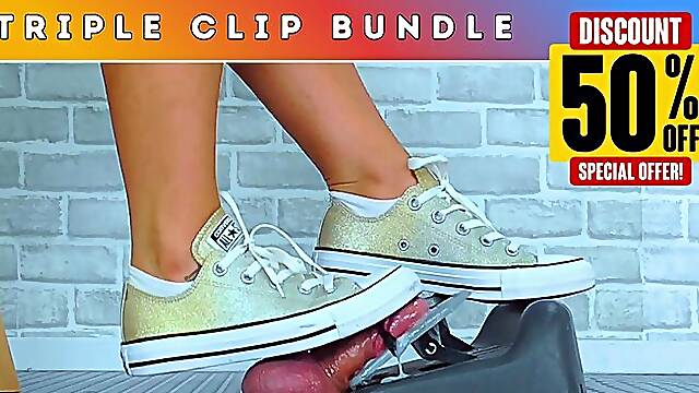 Pedal Pumping The Cum From Your Balls Under My Gold Converse Sneakers (249) - Triple Clip Bundle - 50% Discount!!! - Cock Trample Trampling Pump CBT Trainers Shoejob Footjob Sneaker Trainer Fetish...