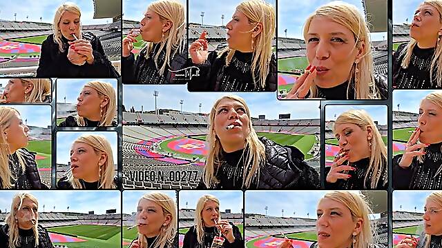 00277 # a nice cigarette at the soccer stadium in Barcelona